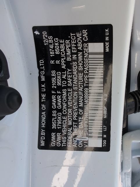 Used 2021 Platinum White Pearl Honda Sport image 17