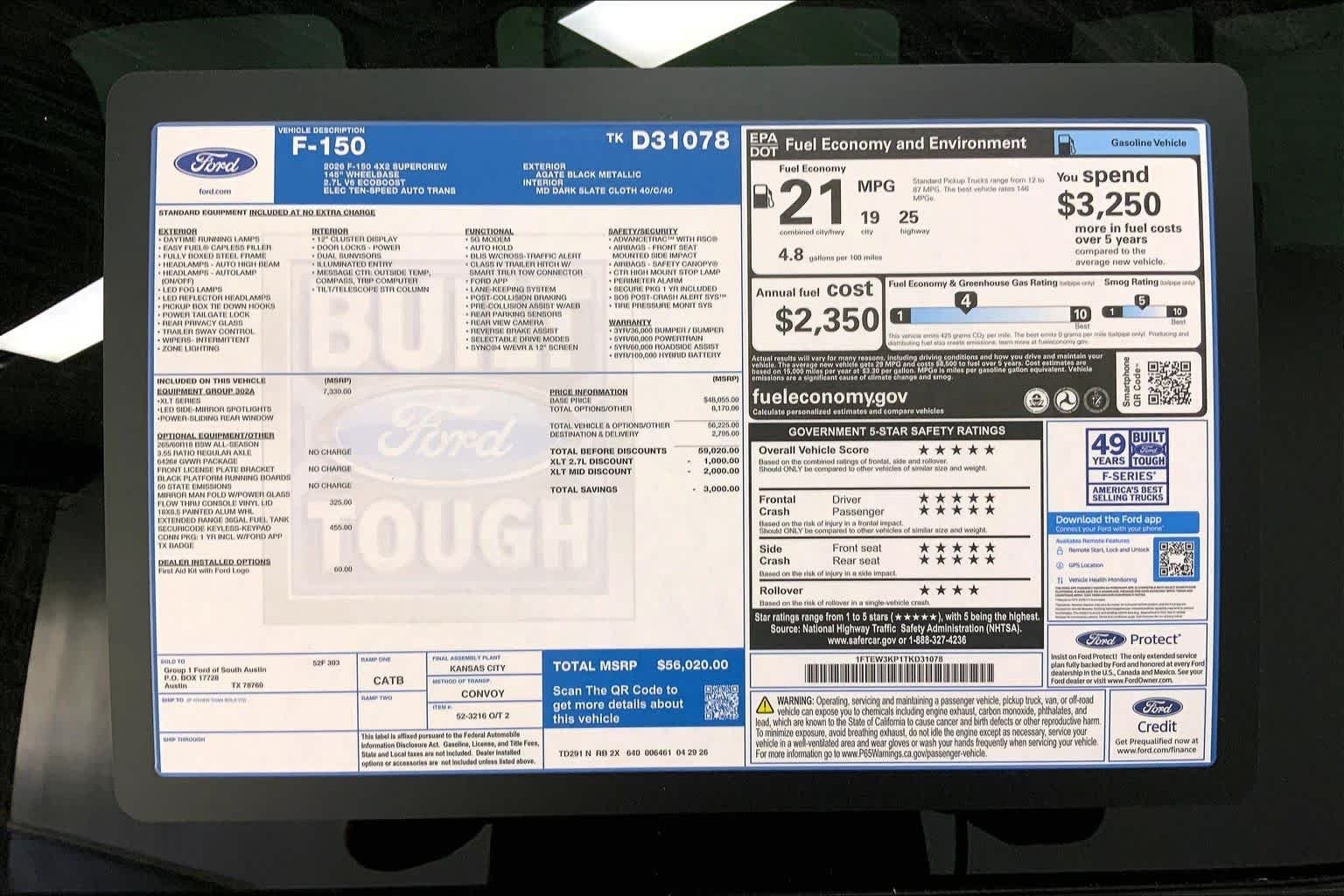 New 2026 Agate Black Metallic Ford XLT image 21
