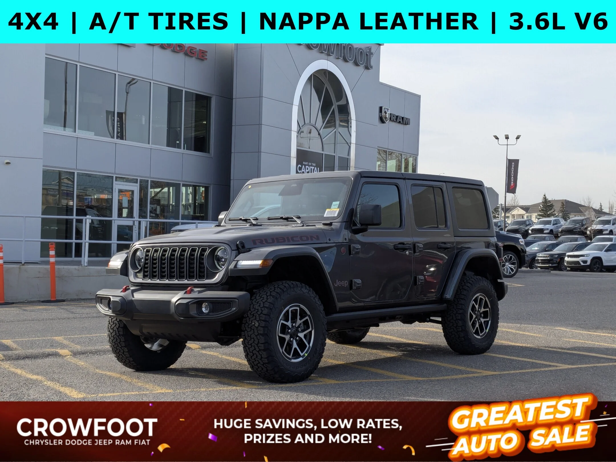 New 2026 Grey Jeep Rubicon - - 4x4 - Nappa Lthr - 3-Pc Hardtop - Safety Grp - 8- Spd Auto - Remote Start & More! image 1