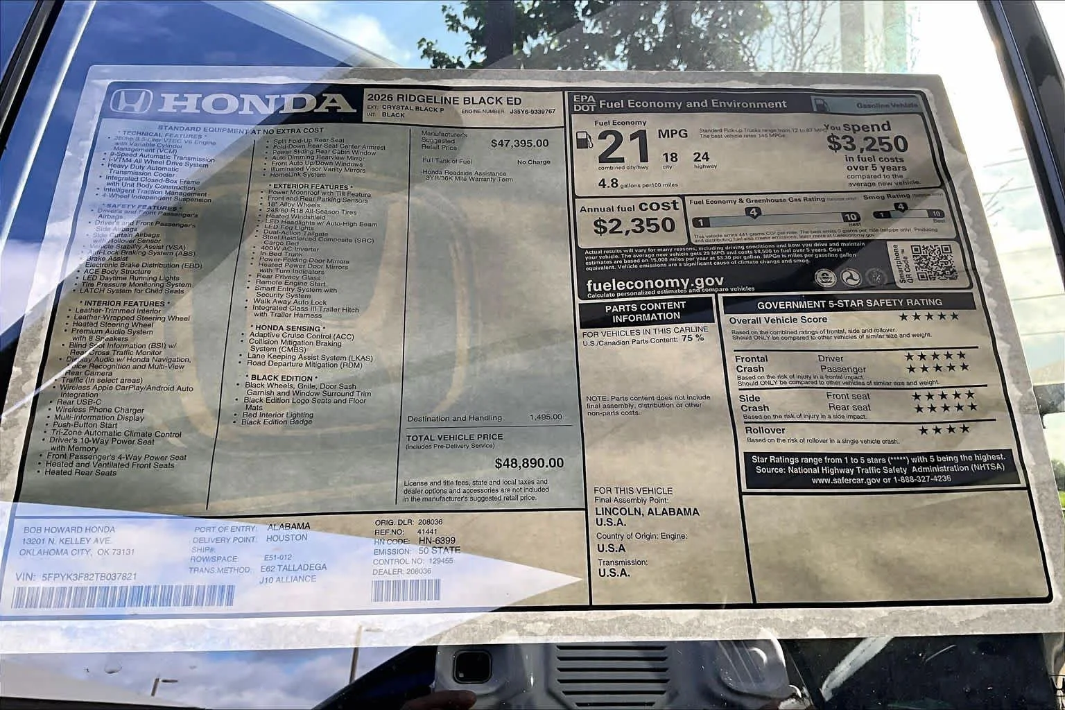 New 2026 Crystal Black Pearl Honda Black Edition image 19