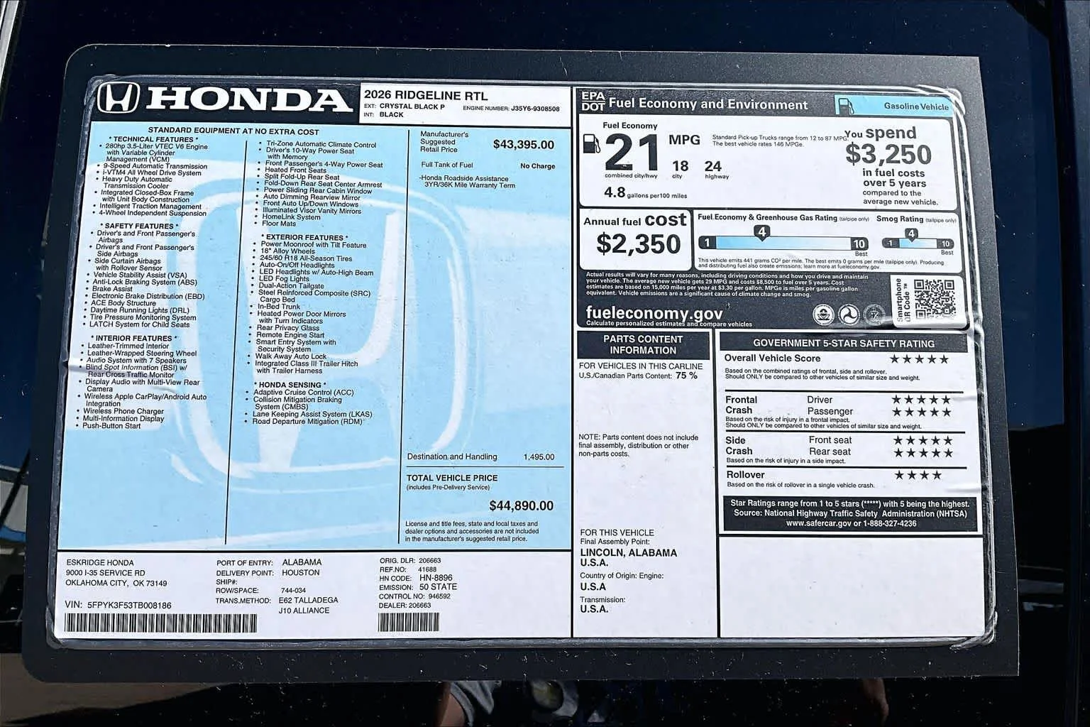 2026 Honda Ridgeline RTL - Photo 19