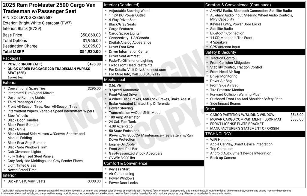 New 2025 Bright White Clear-Coat Exterior Paint RAM High Roof image 4