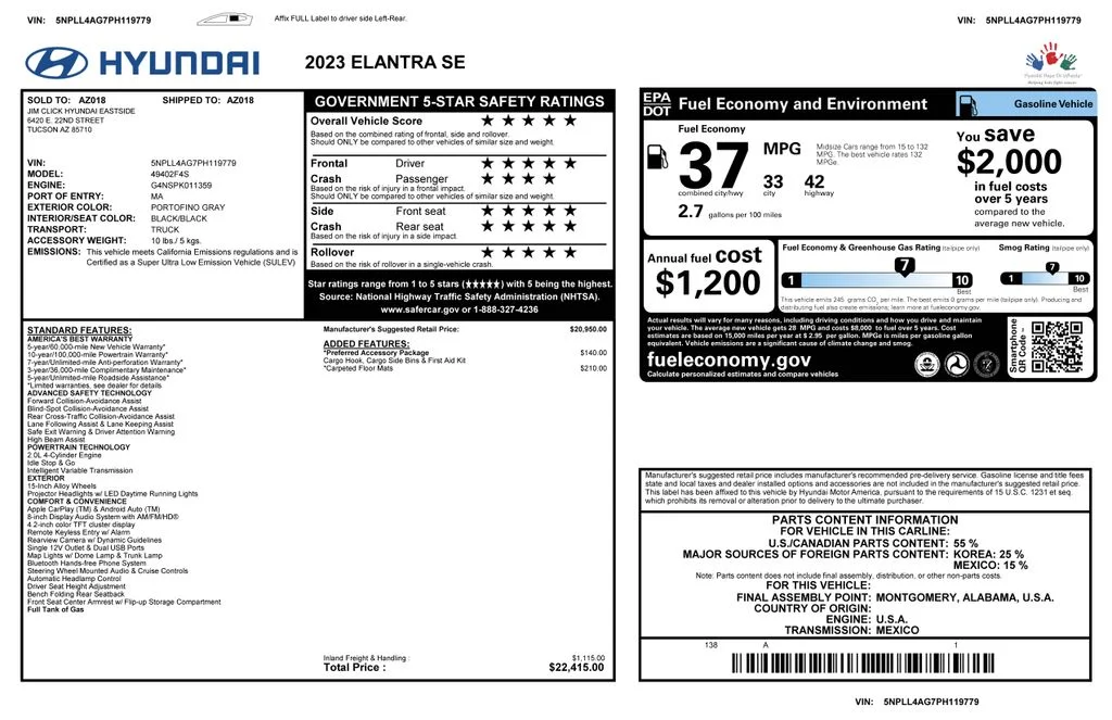 Certified Used 2023 Gray Hyundai SE image 4