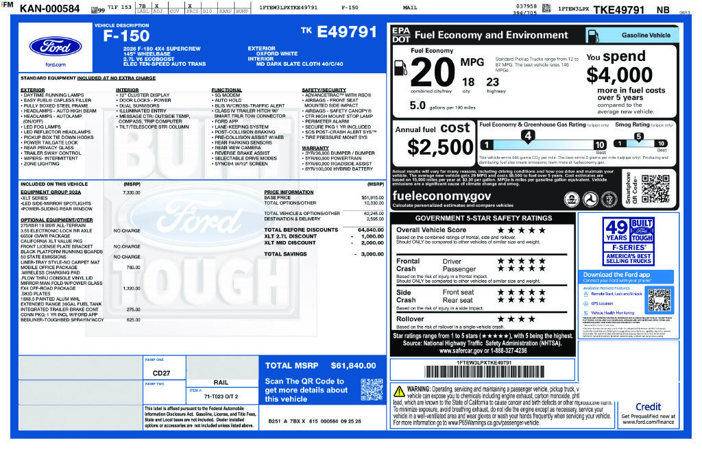 New 2026 Oxford White Ford XLT image 2