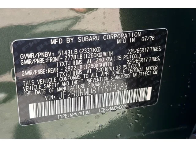 New 2026 DEEP EMERALD GREEN PEARL Subaru Wilderness image 54