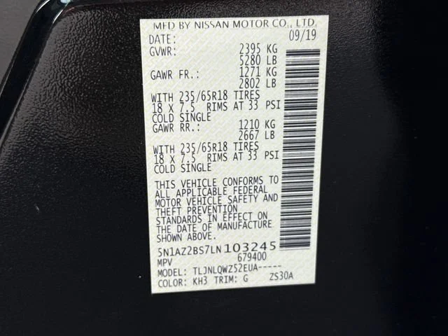 Used 2020 Super Black Metallic Nissan SV image 27