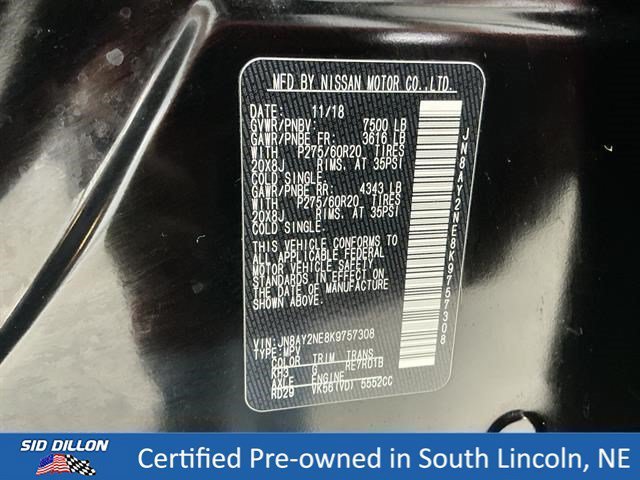 Used 2019 Super Black Nissan Platinum image 14