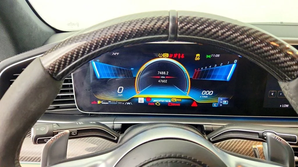 Used 2021 Iridium Silver Metallic Mercedes-Benz AMG® GLS 63 4MATIC+ SUV w/ Carbon Fiber Trim & Captain
