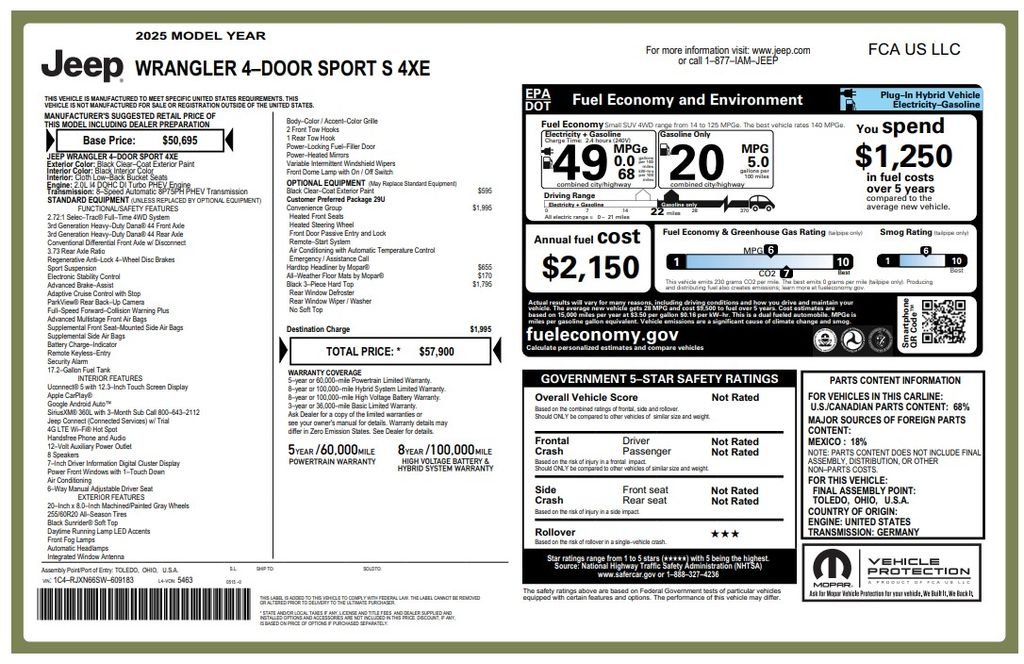 Certified Used 2025 Black Jeep Sport S 4xe image 4