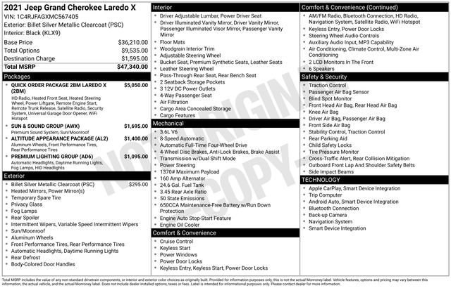 Used 2021 Billet Silver Metallic Clearcoat Jeep Laredo X image 34