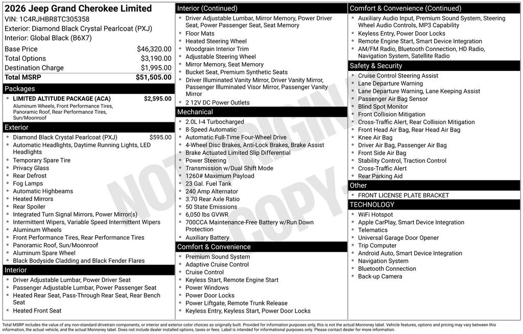 New 2026 Diamond Black Crystal Pearl-Coat Exterior Paint Jeep Limited image 22
