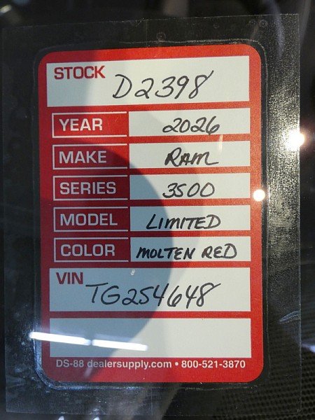 New 2026 Molten Red Pearl-Coat Exterior Paint RAM Limited Mega Cab 6