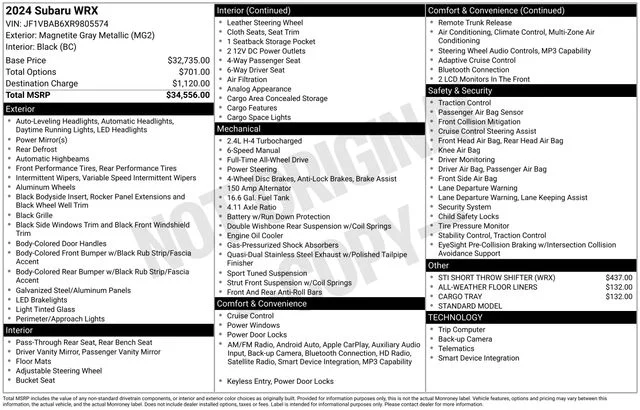 Used 2024 Magnetite Gray Metallic Subaru Base image 33