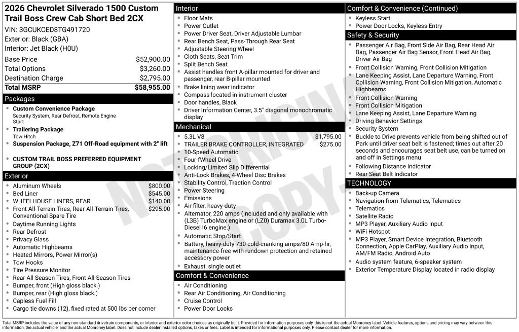 New 2026 Black Chevrolet Custom Trail Boss image 27