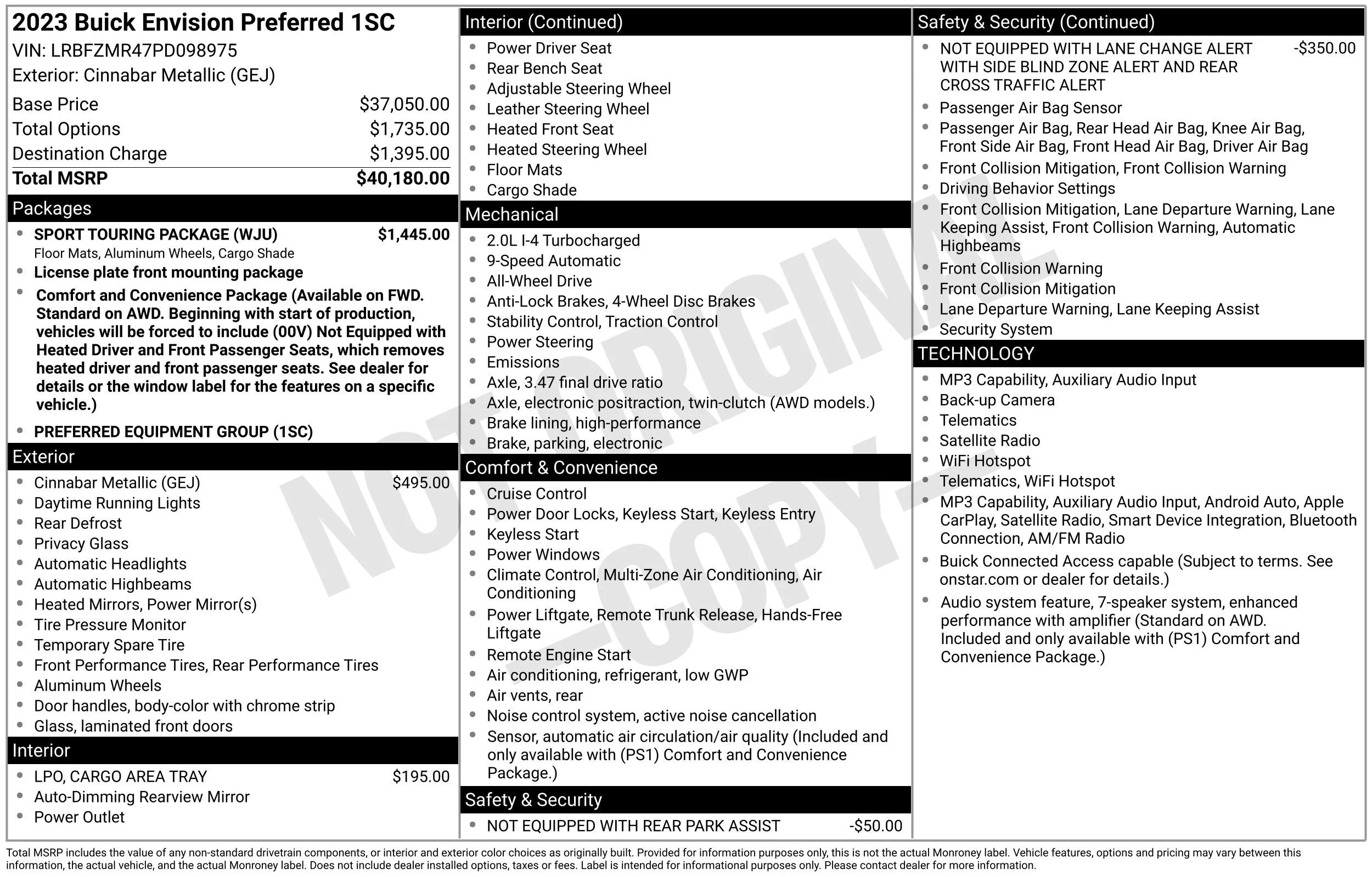 Used 2023 CINNABAR METALLIC Buick Preferred image 42