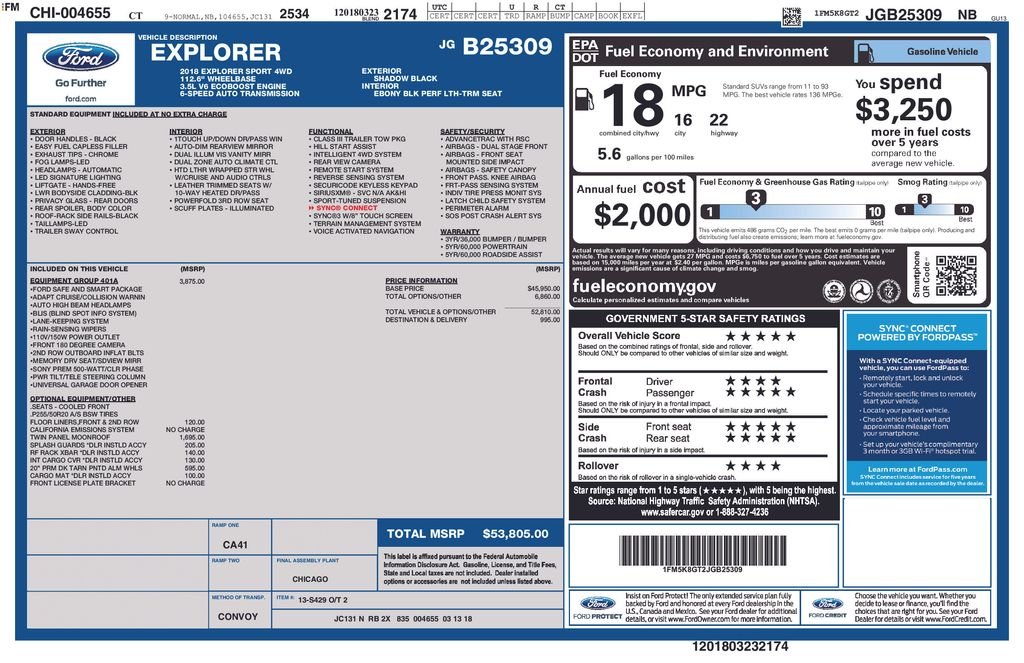Used 2018 Black Ford Sport image 1