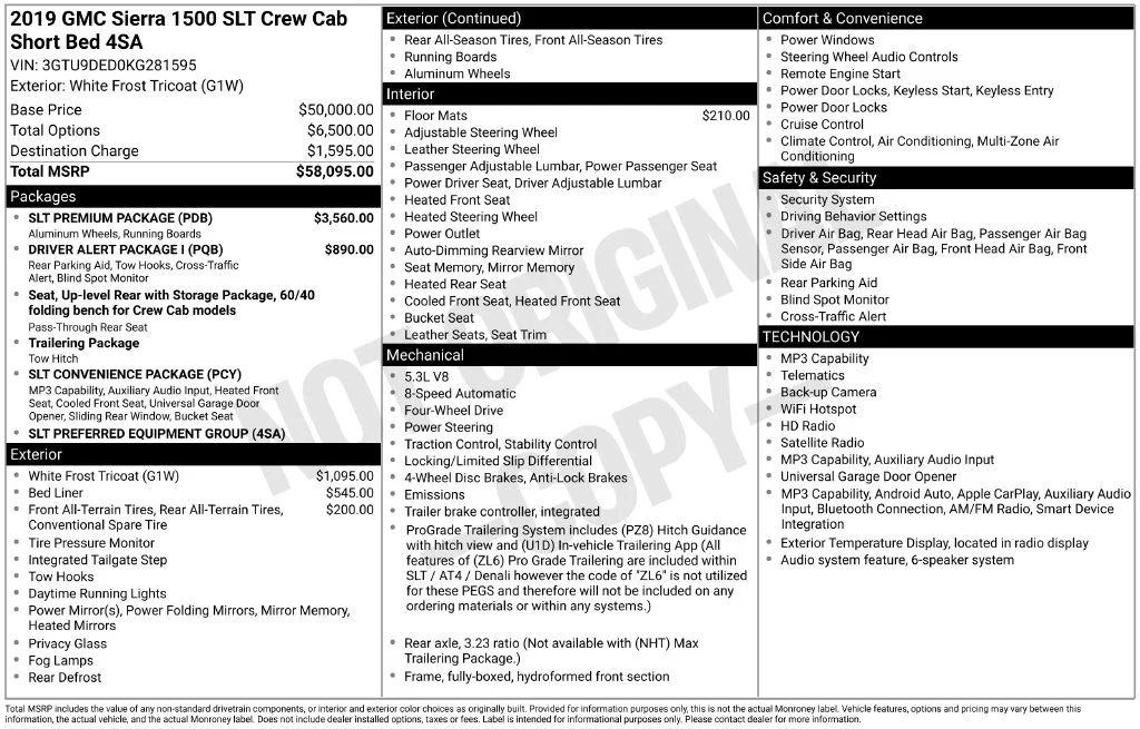 Used 2019 White GMC SLT image 1
