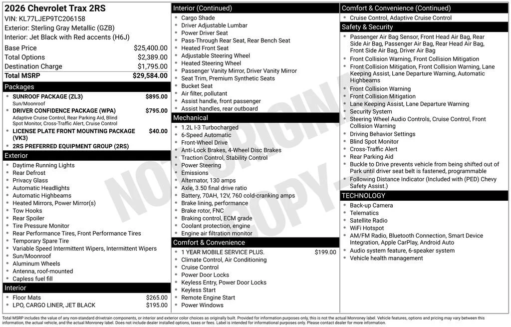 New 2026 Sterling Gray Metallic Chevrolet 2RS image 19