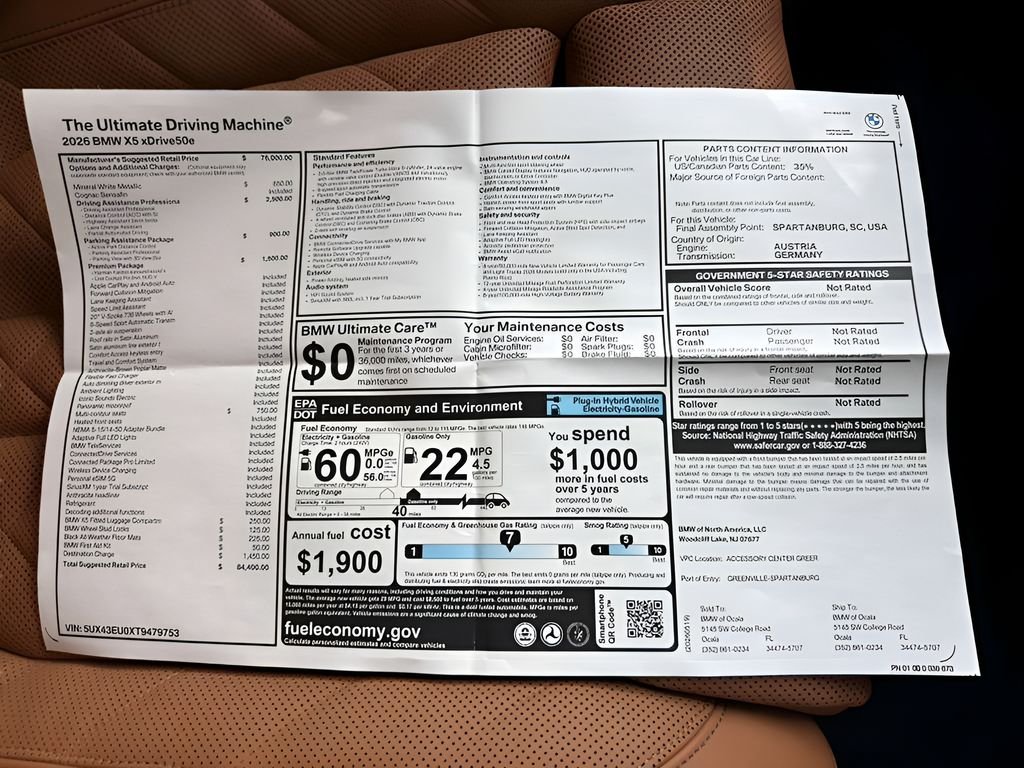 New 2026 Mineral White Metallic BMW xDrive50e image 23