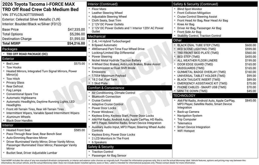 New 2026 Celestial Silver Metallic Toyota Tacoma TRD Off-Road image 33