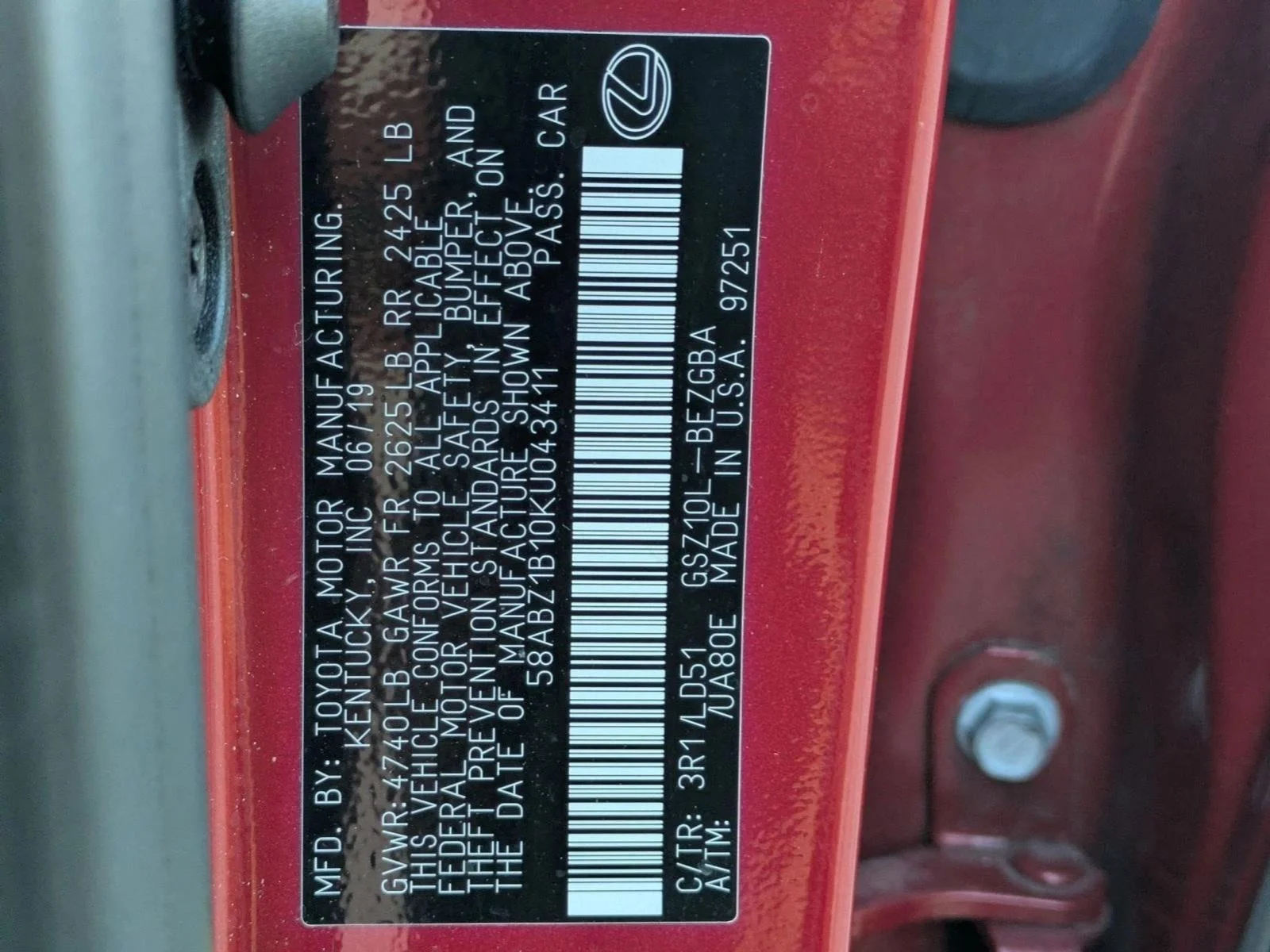 Used 2019 Matador Red Mica Lexus ES 350 image 17