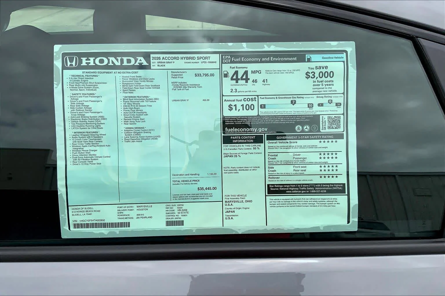 New 2026 Urban Gray Pearl Honda Sport image 21