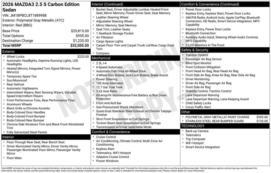 New 2026 Polymetal Gray Metallic Mazda 2.5 S Carbon Edition AWD image 24
