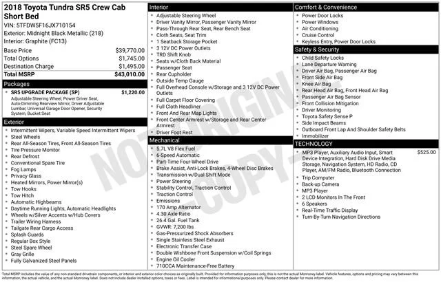 Used 2018 Midnight Black Metallic Toyota SR5 image 28