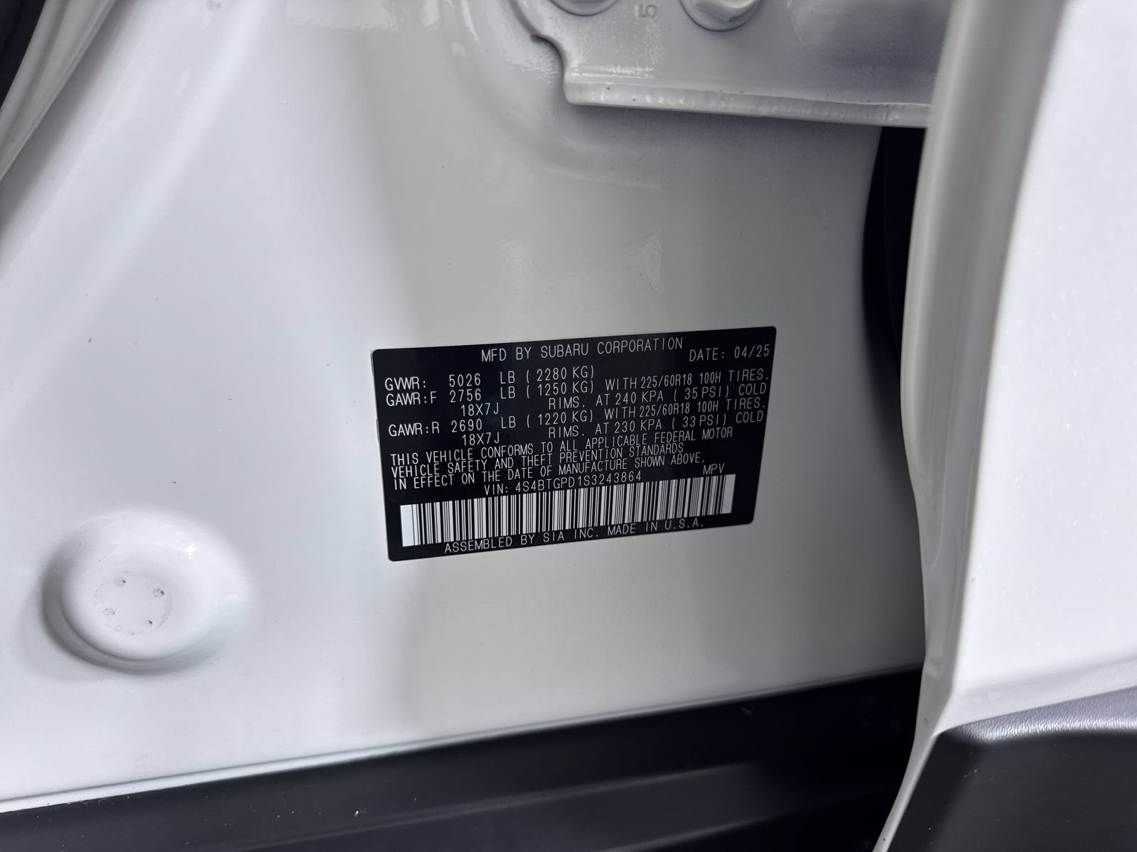 Certified Used 2025 Crystal White Pearl Subaru Touring XT image 11