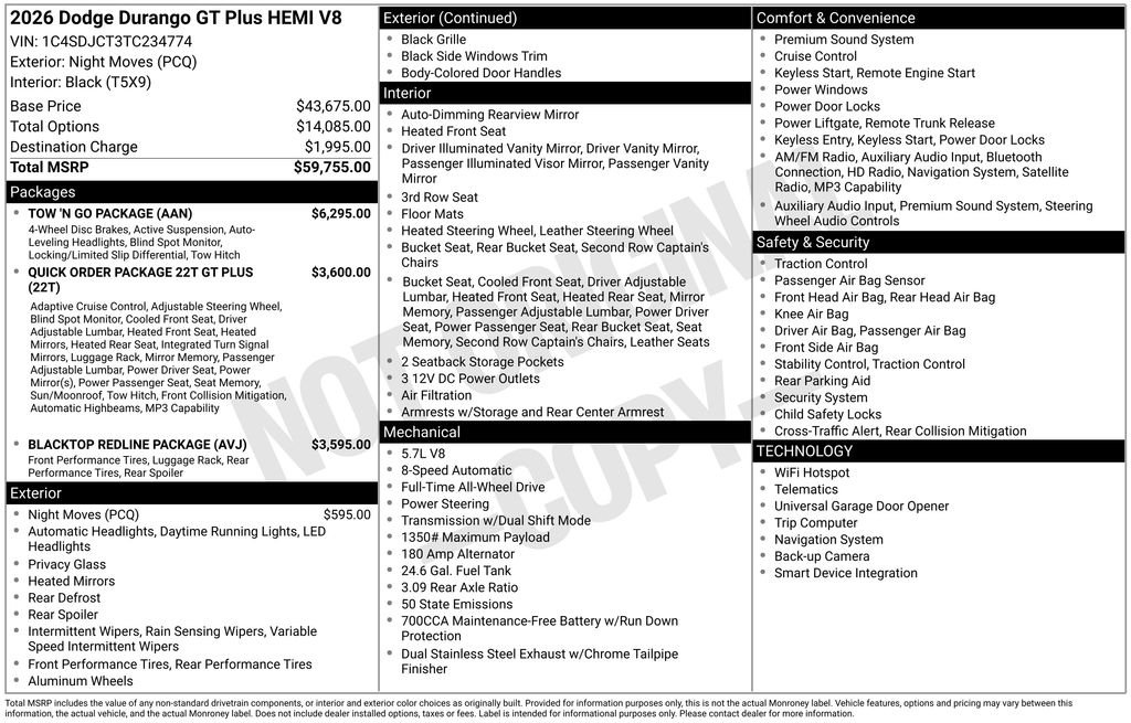 New 2026 Night Moves Exterior Paint Dodge GT Plus HEMI V8 image 3