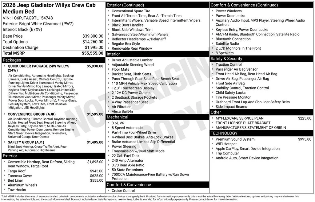 New 2026 Bright White Clear-Coat Exterior Paint Jeep Willys image 6