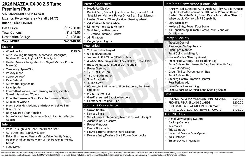 New 2026 Polymetal Gray Metallic Mazda 2.5 Turbo Premium Plus AWD image 7