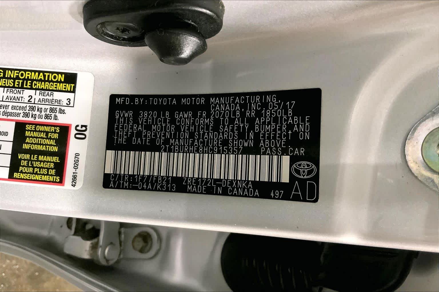 Used 2017 Classic Silver Metallic Toyota LE image 37