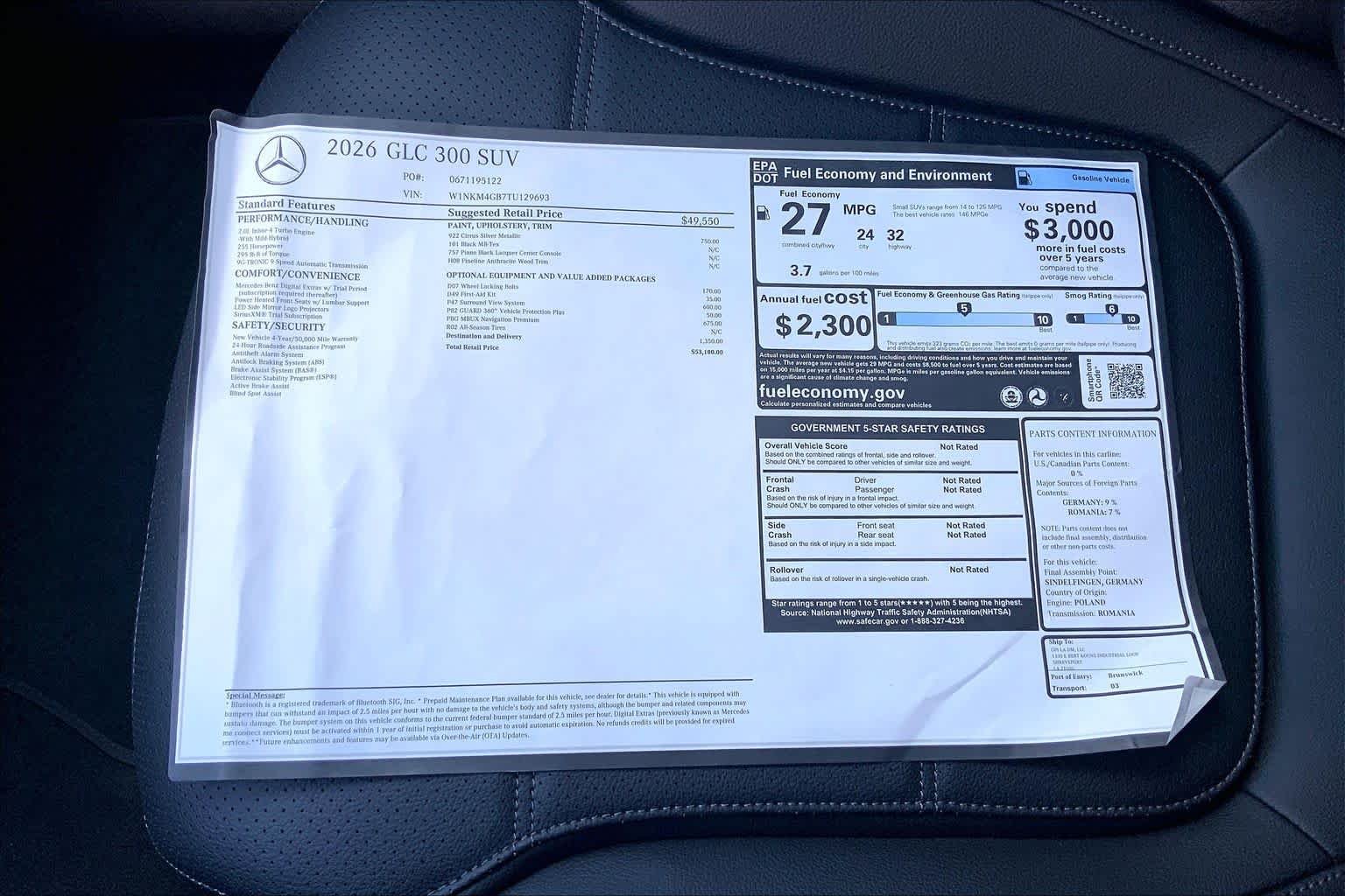 New 2026 Cirrus Silver Metallic Mercedes-Benz GLC 300 image 19