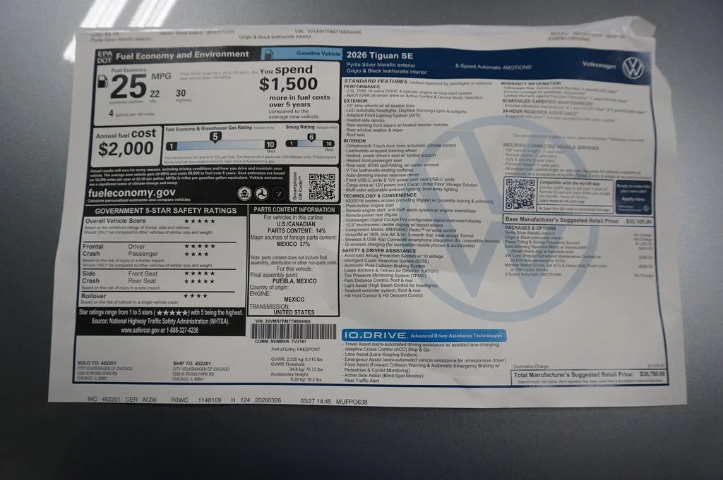 New 2026 Pyrite Silver Metallic Volkswagen 2.0T SE image 34