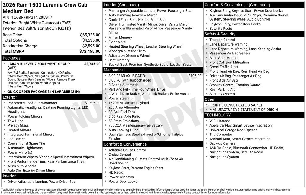 New 2026 Bright White Clear-Coat Exterior Paint RAM LARAMIE image 46