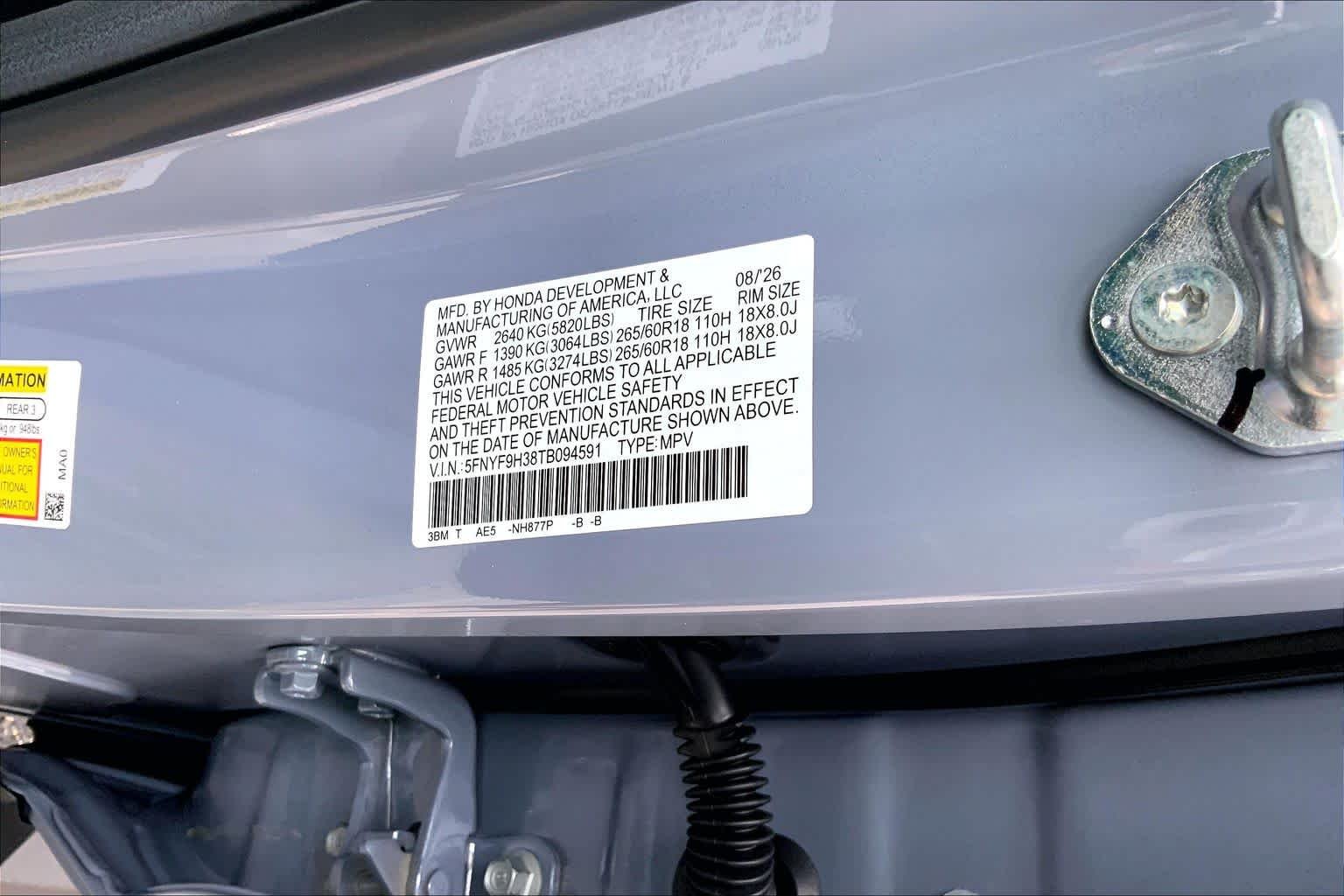 New 2026 Sonic Gray Pearl Honda RTL image 18