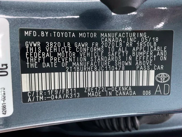 Used 2018 Gray Toyota LE image 43