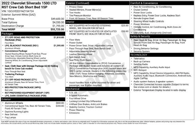 Certified Used 2022 SUMMIT WHITE Chevrolet RST image 41