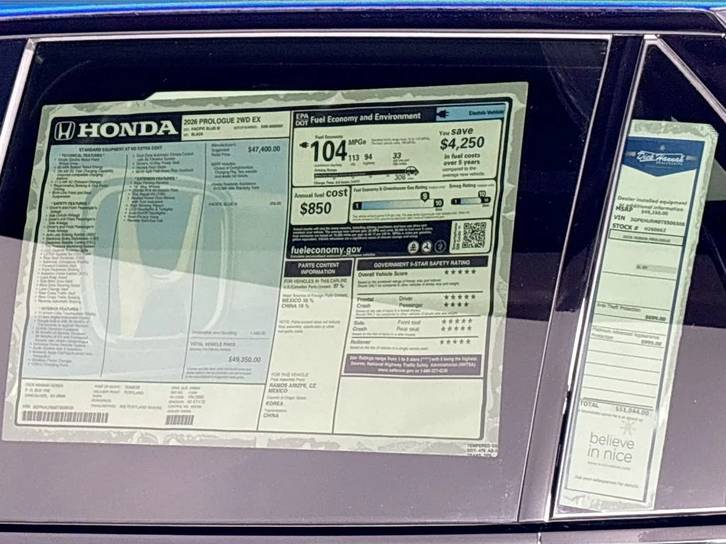 New 2026 Pacific Blue Metallic Honda EX image 23