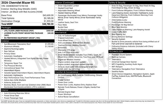 New 2026 Sterling Gray Metallic Chevrolet RS image 38