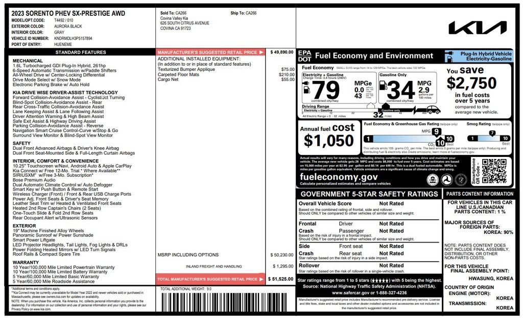 Used 2023 Kia Sorento SX Prestige PHEV with VIN KNDRMDLH3P5157894 for sale in Tempe, AZ