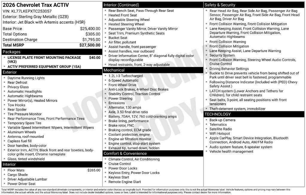 New 2026 Sterling Gray Metallic Chevrolet ACTIV image 25