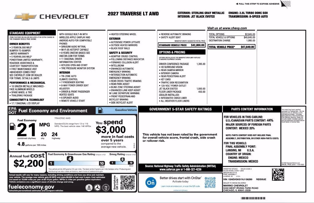 New 2027 Sterling Gray Metallic Chevrolet LT image 2