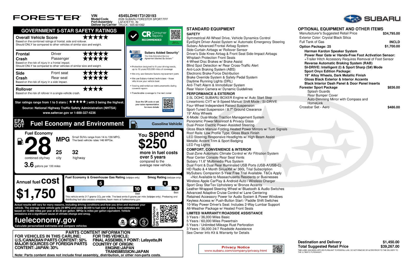 New 2026 CRYSTAL BLACK SILICA Subaru Sport Onyx Edition image 11