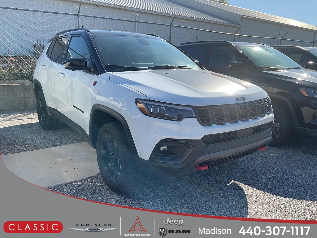 Used 2024 Bright White Clear Coat Jeep Trailhawk image 1