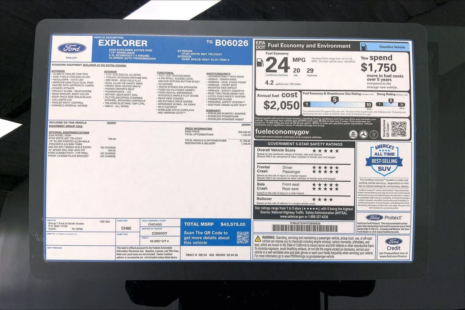 New 2026 Star White Metallic Tri-Coat Ford Active image 21