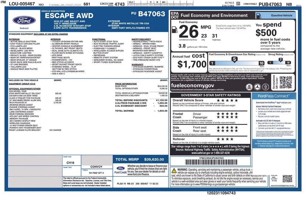 2023 Ford Escape ST-Line Select AWD 2.0L's photo