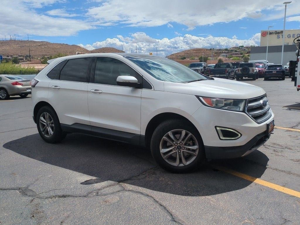 Used 2015 White Platinum Clearcoat Metallic Ford SEL image 2