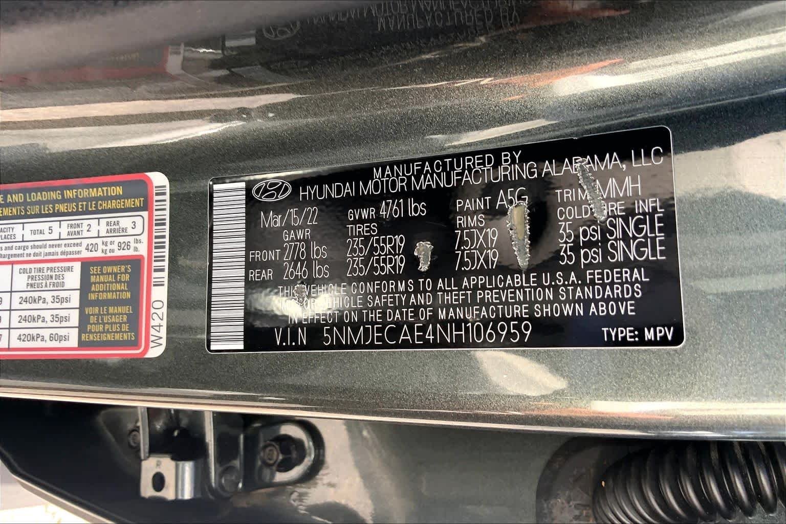 Used 2022 Amazon Gray Hyundai Limited image 29